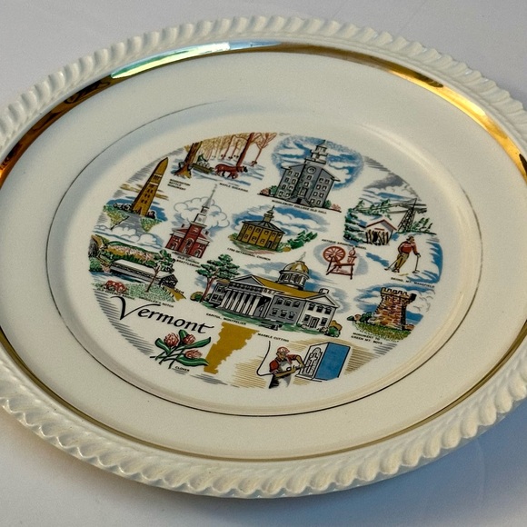 Vintage Vermont State Souvenir Plate - 10.5” Collectible with Iconic Landmarks - Picture 13 of 16